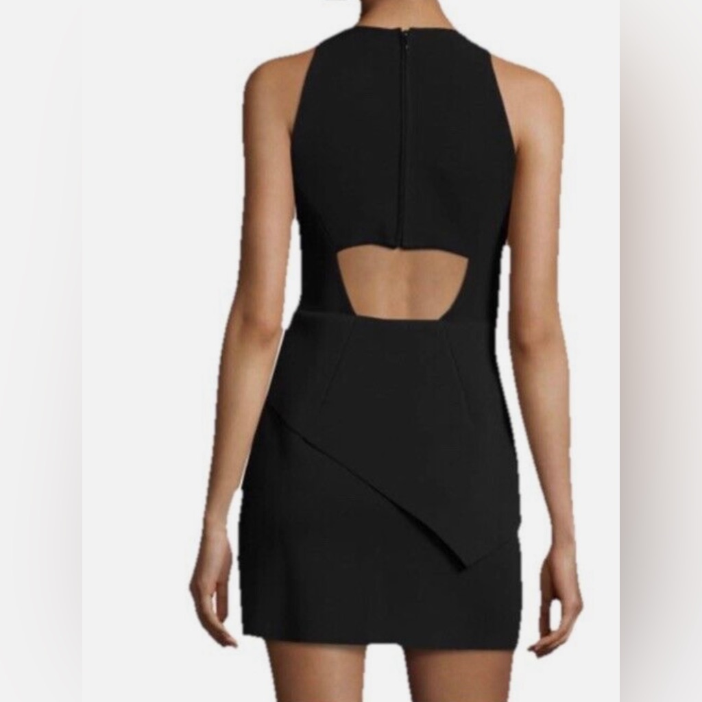 Halston Heritage Peplum Asymmetrical Structure Tank Dress Women’s Size 2 Black